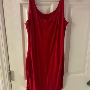 Red slip dress